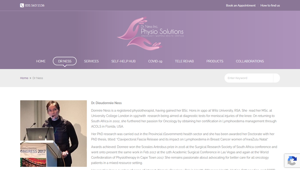Healthcare website design for Physio Solutions physiotherapy practice